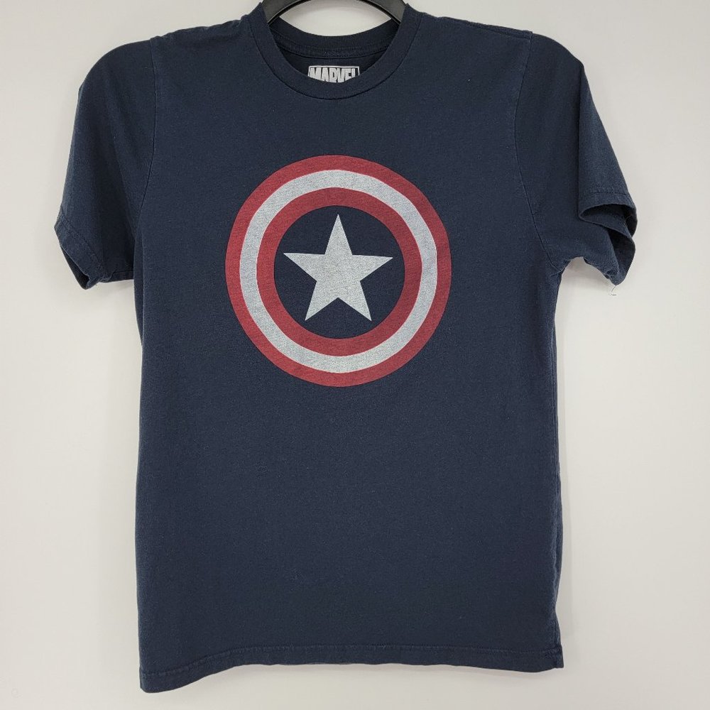 Marvel Captain America Shield Logo T Shirt Blue Men's Medium